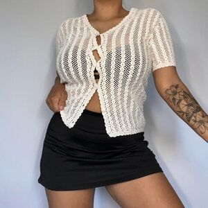 Cream Crochet Cardigan